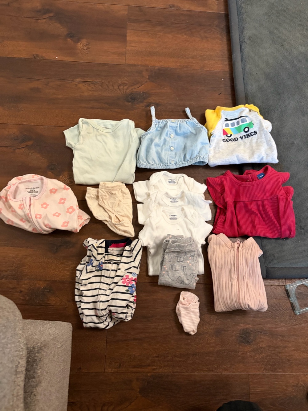 Mixed Baby Clothing Lot - Pink, Blue, White, Red & Gray Pieces